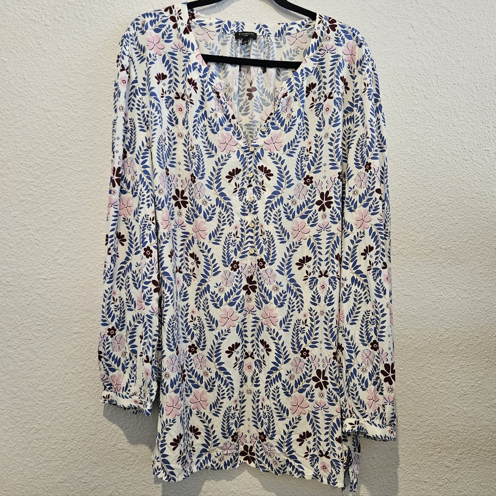 NWOT Talbots Floral Popover Long Sleeve Tunic Top Size 3X